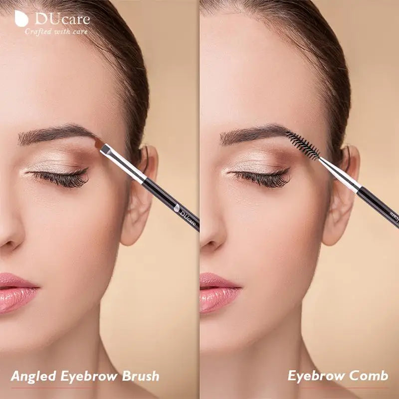 DUcare Eyebrow Brush Eyelash Comb makeup brushes Dual Ended Angled brush Spoolie brush 2 in 1 Lash eyebrow brush set makeup tool