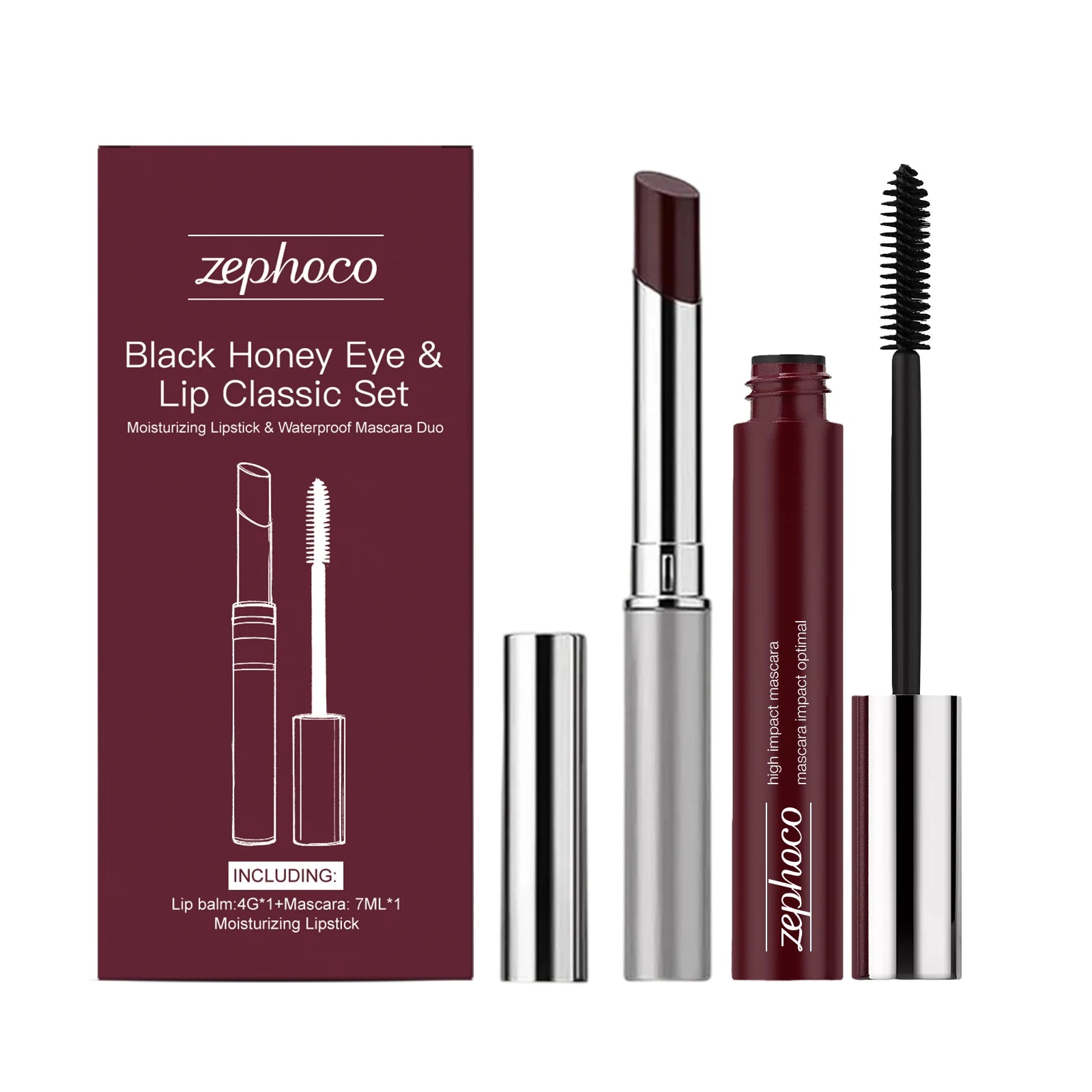 Black Honey Eye & Lip Classic Set Curly Mascara Moisturizing and Silky Lipstick 3D Lip Makeup Waterproof Make-Up Kit