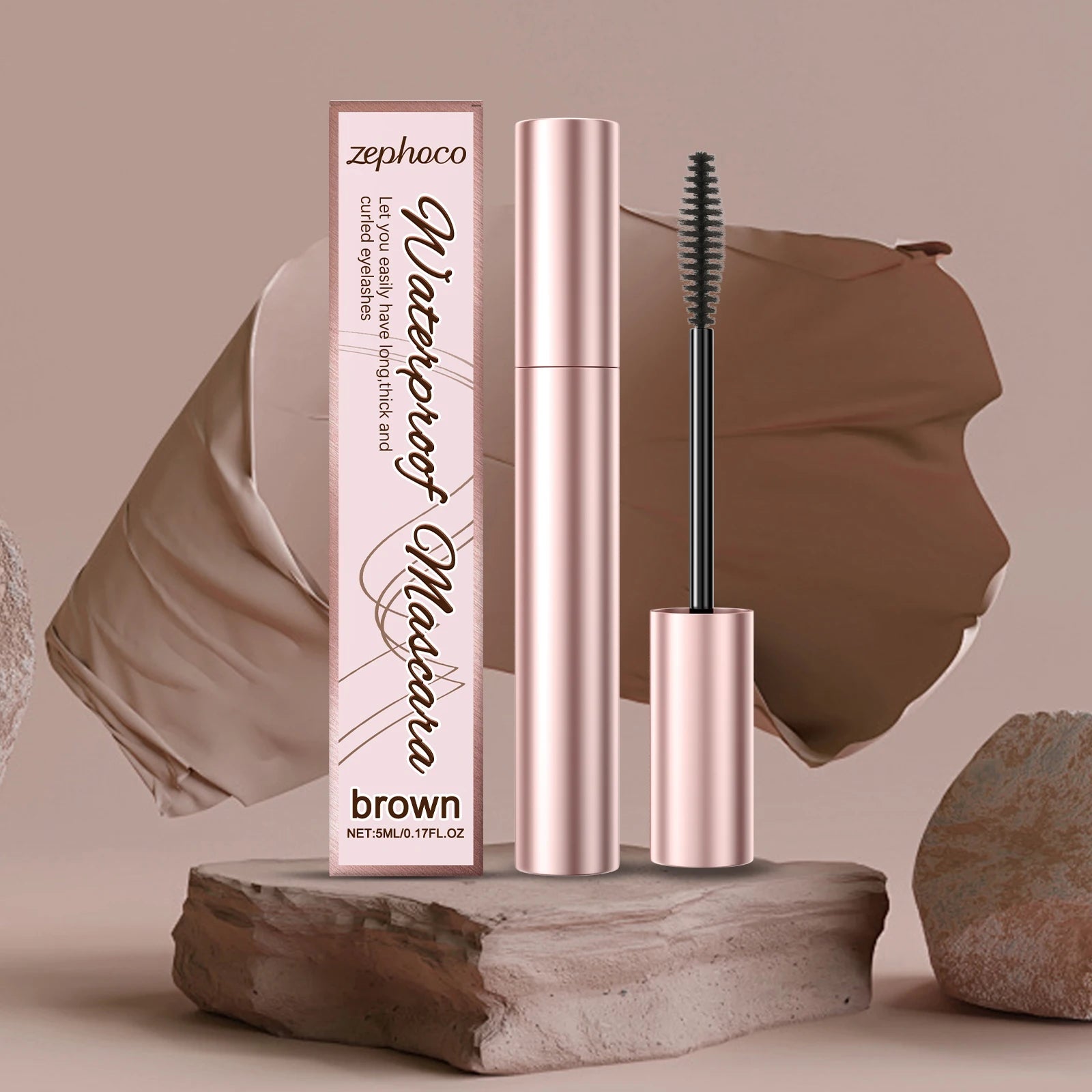Black Curling Mascara Waterproof Sweatproof Long-Lasting Non-smudge Natural Large Eye Makeup Brown Eyelashes Cosmetics Tools 5ml