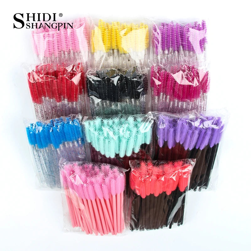 Wholesales Eyelash Brush 100/200/500pcs Applicator Lash Mascara Wands Brushes Eyelash Extension Eyebrow Spoolies Makeup Tools