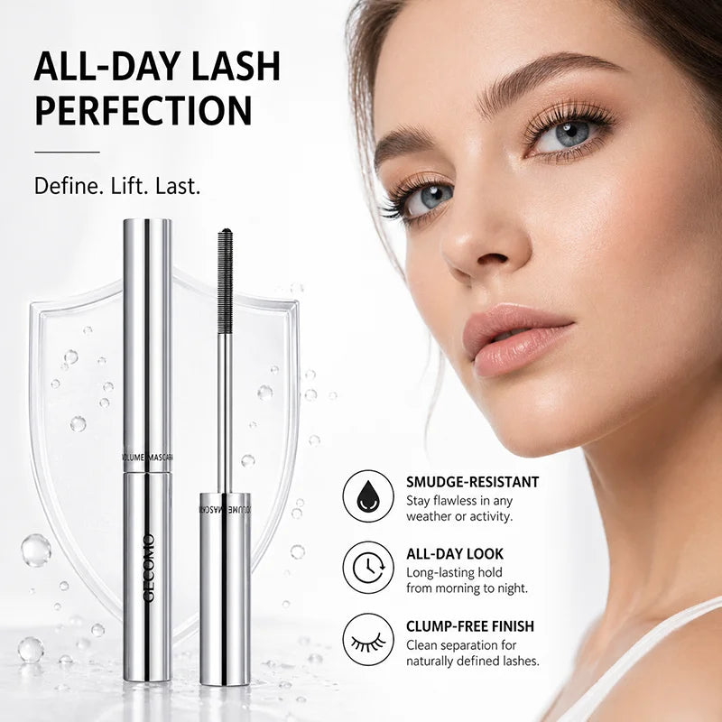2 Pack Slim Brush Mascara, Lengthening & Defining Lash Mascara Set, Clump-Free Smudge-Resistant Eye Makeup for Daily Wear